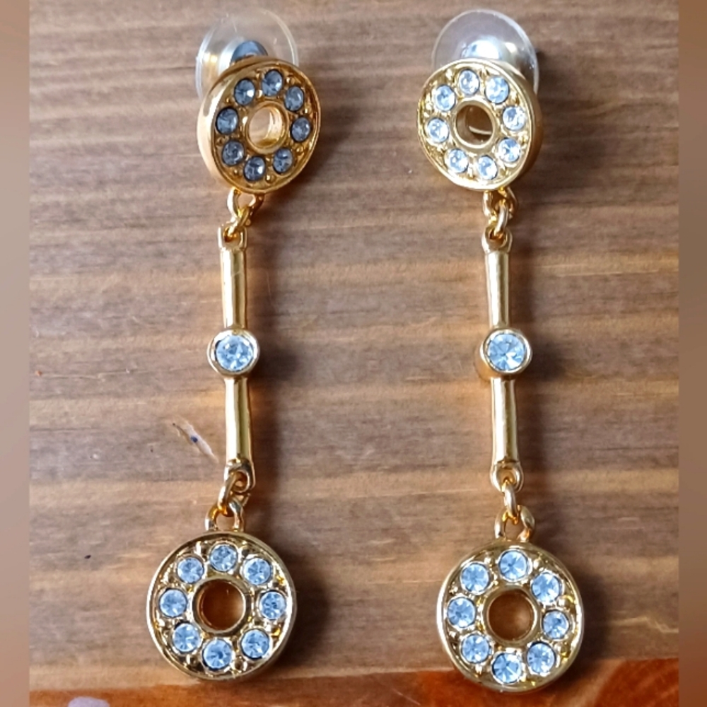 Dangle Yellow Earrings with white Swarovski Rhinestones